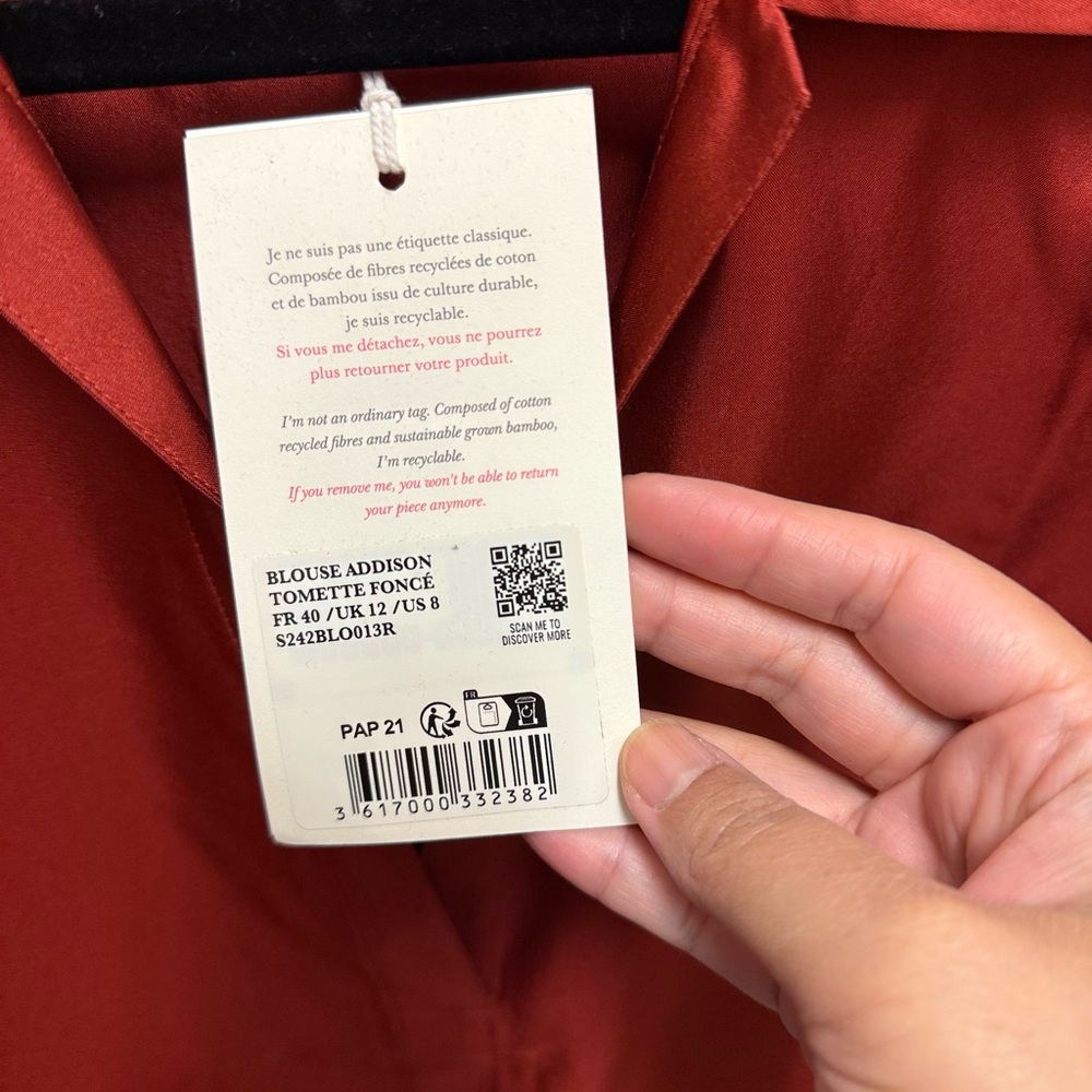 Sezane Addison Blouse Dark Terracotta - Picture 6 of 6